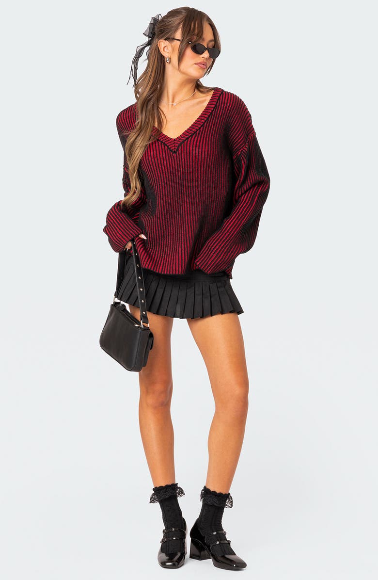 EDIKTED Oversize Contrast Rib Sweater, Alternate, color,