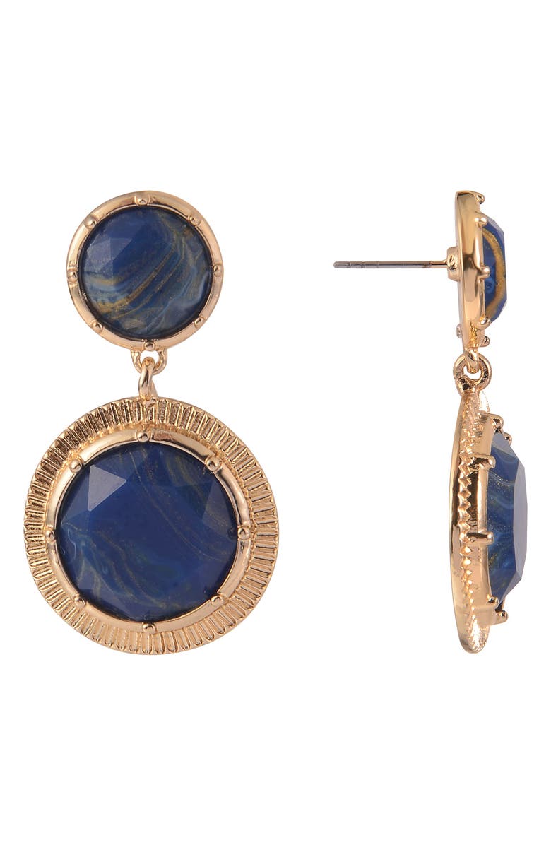 RACHEL Rachel Roy Round Semiprecious Stone Drop Earrings, Alternate, color, Blue