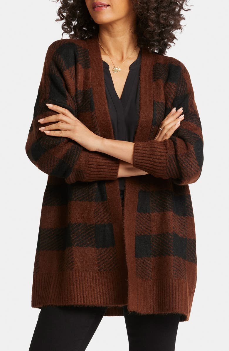 NYDJ Check Open Front Cardigan, Main, color,