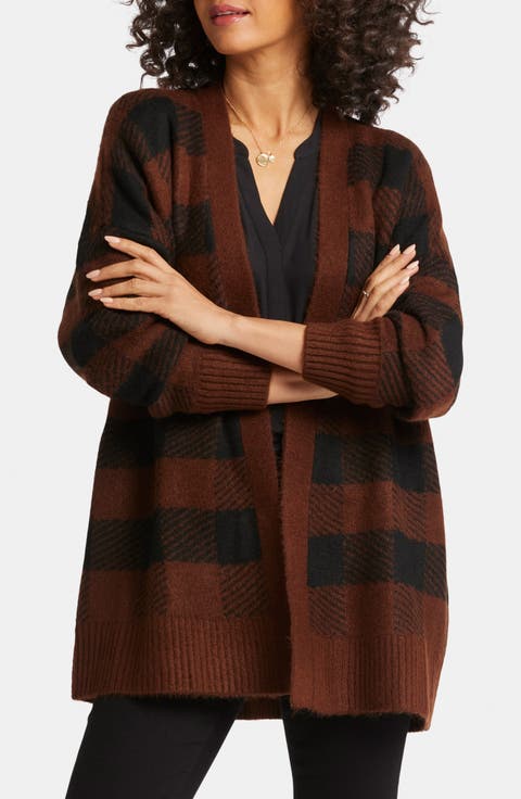 Check Open Front Cardigan