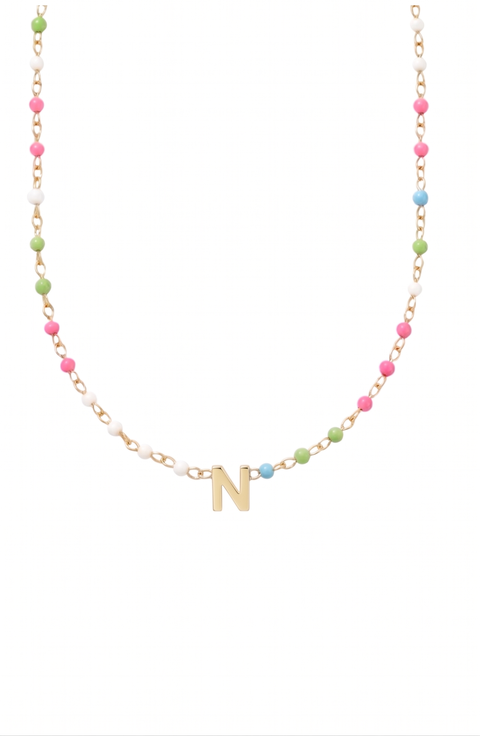 custom initial dainty colorful enamel 14k gold filled necklace