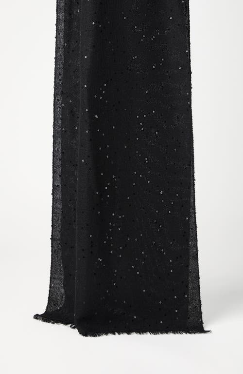 Brunello Cucinelli Cashmere And Silk Diamond Yarn Scarf In Black