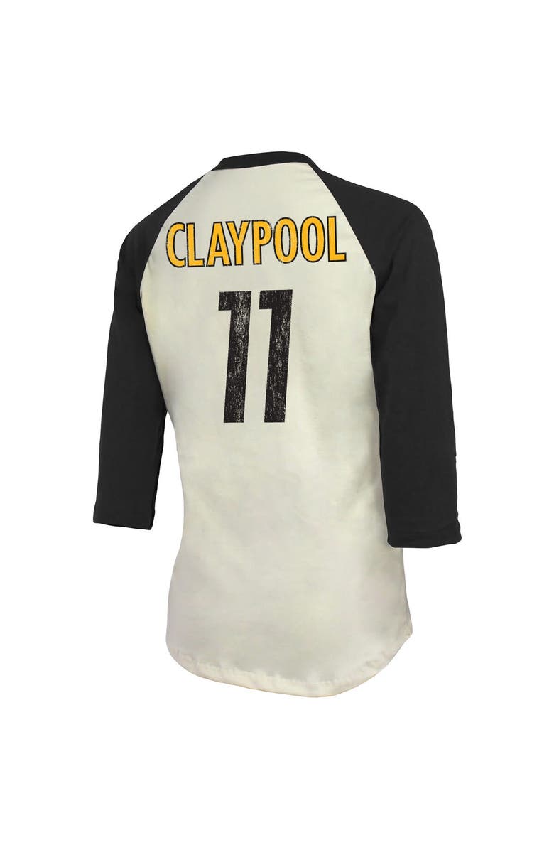 Majestic Threads Women's Fanatics Branded Cream/Black Pittsburgh Steelers Player Raglan Name & Number 3/4-Sleeve T-Shirt, Alternate, color,