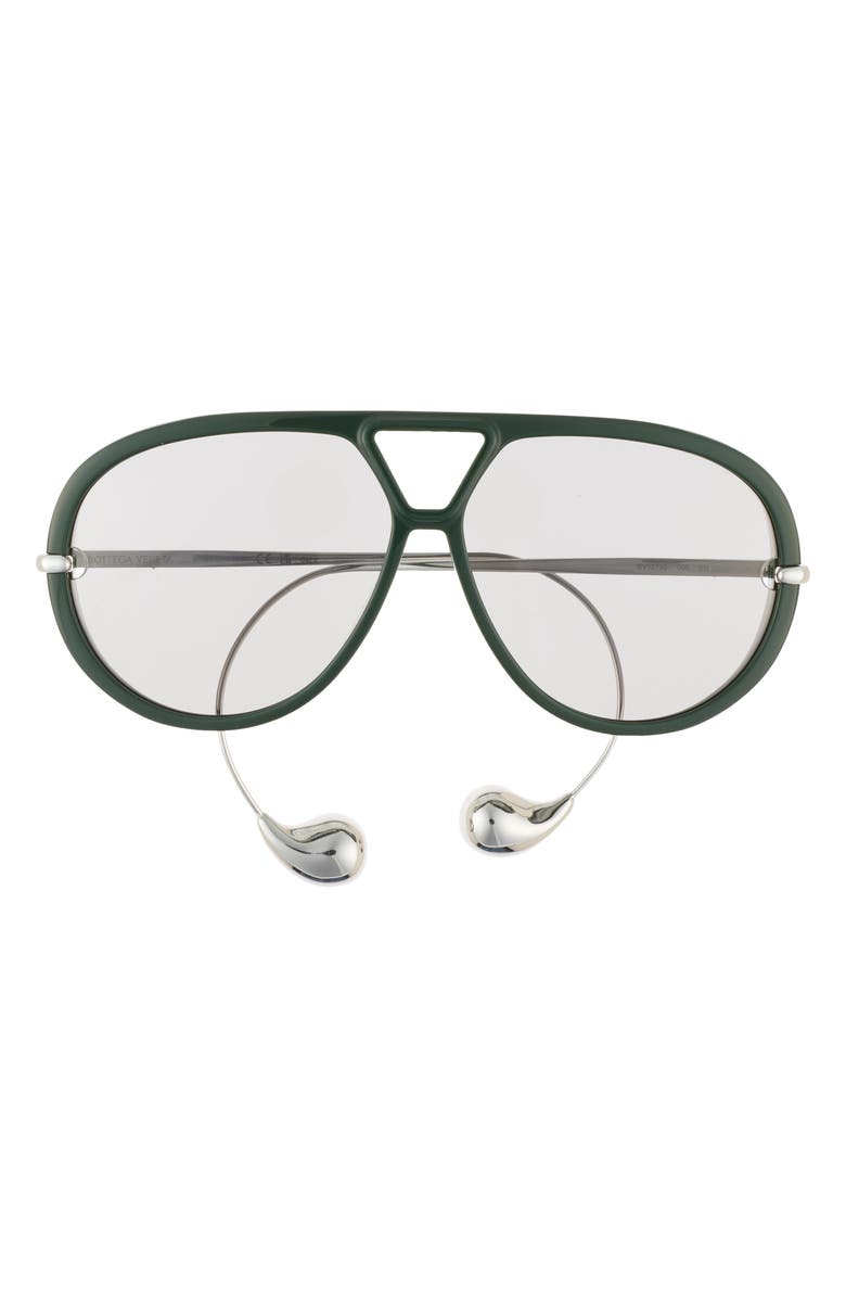 Bottega Veneta Drop 63mm Aviator Sunglasses, Main, color, Green
