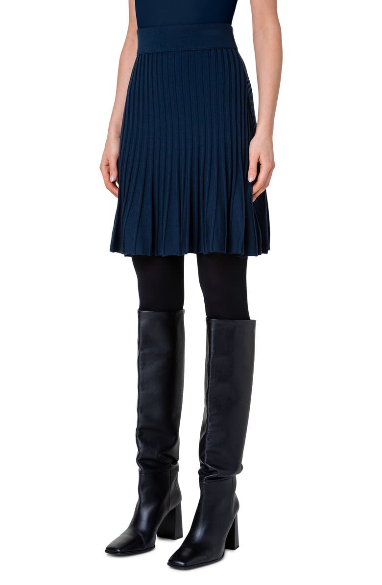 Akris punto Sunray Virgin Wool Rib Skirt, Alternate, color,