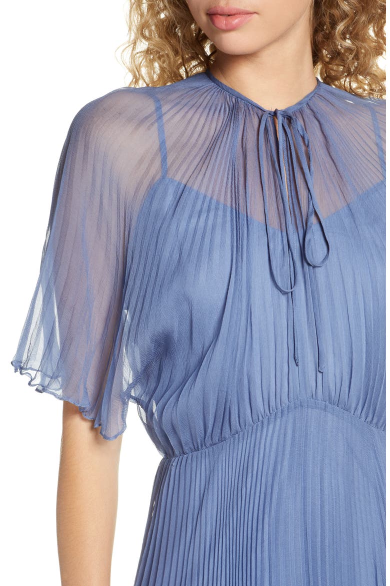 Pleated Chiffon Gown, Alternate, color, WEDGEWOOD