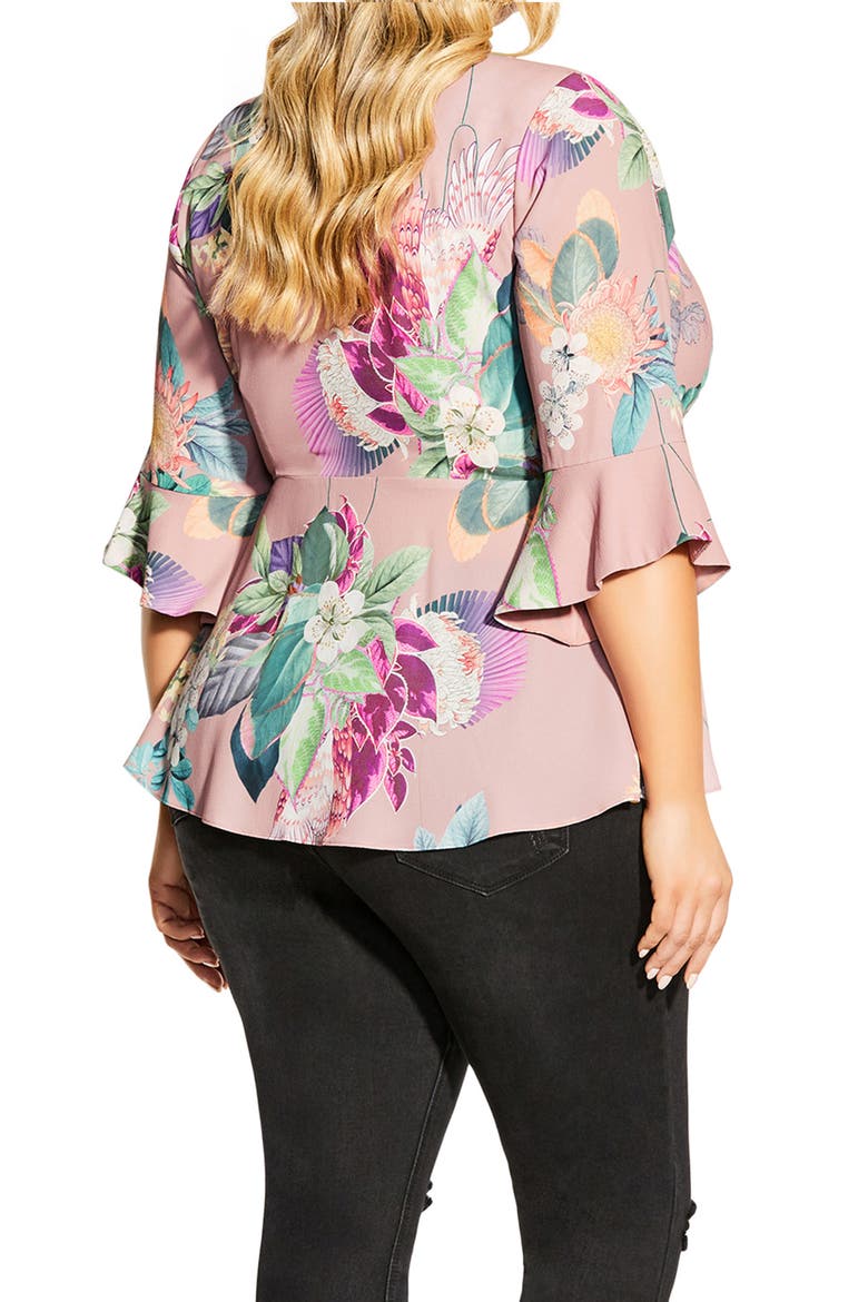 Floral Peplum Wrap Blouse, Alternate, color, HEARTWINE FLORAL