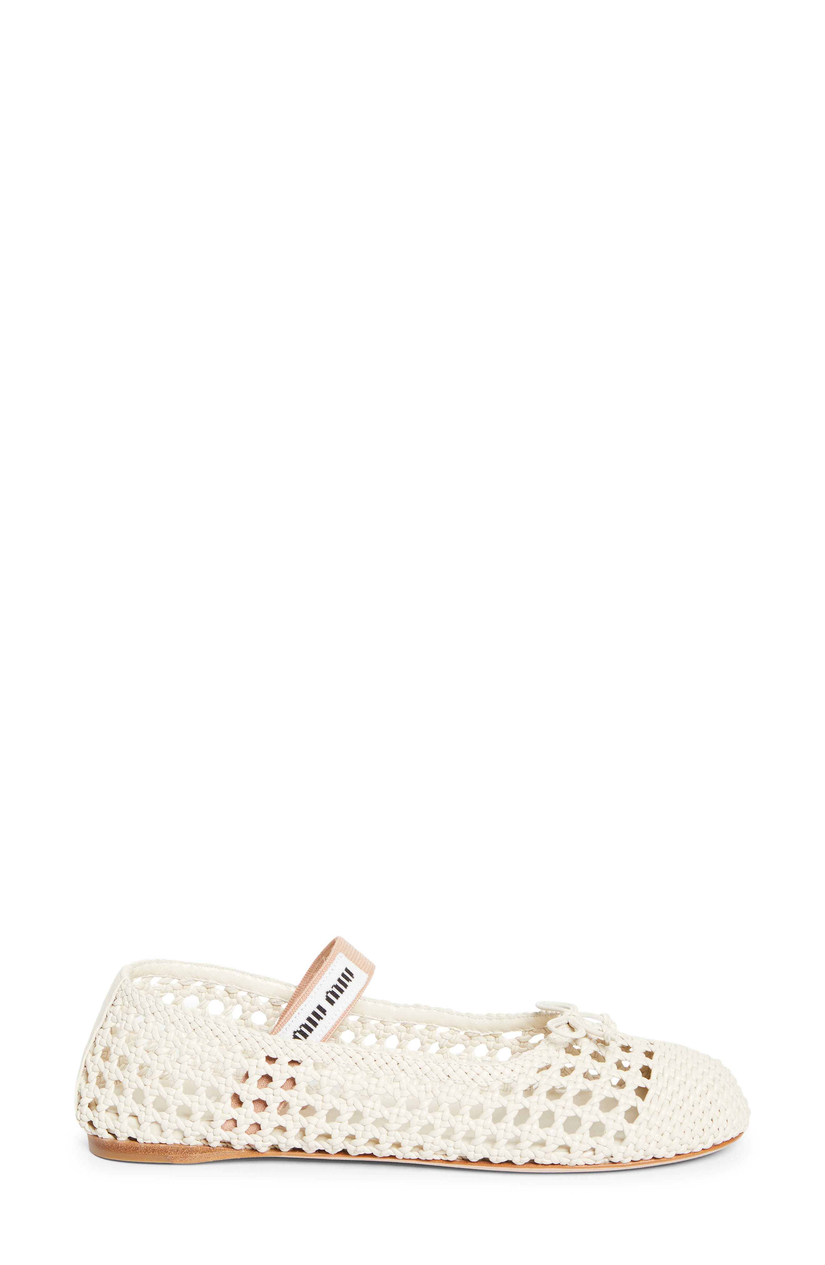 Miu Miu Woven Mary Jane Ballet Flat, Alternate, color, White