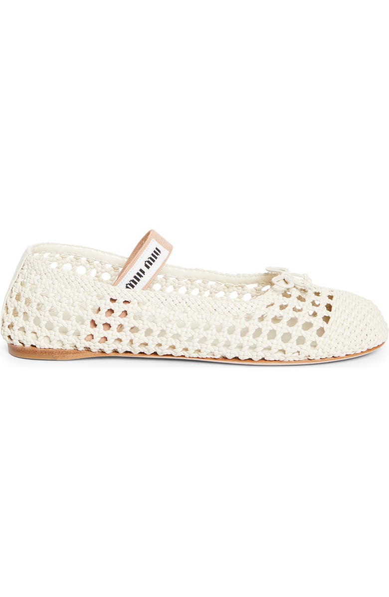 Miu Miu Woven Mary Jane Ballet Flat, Alternate, color, White