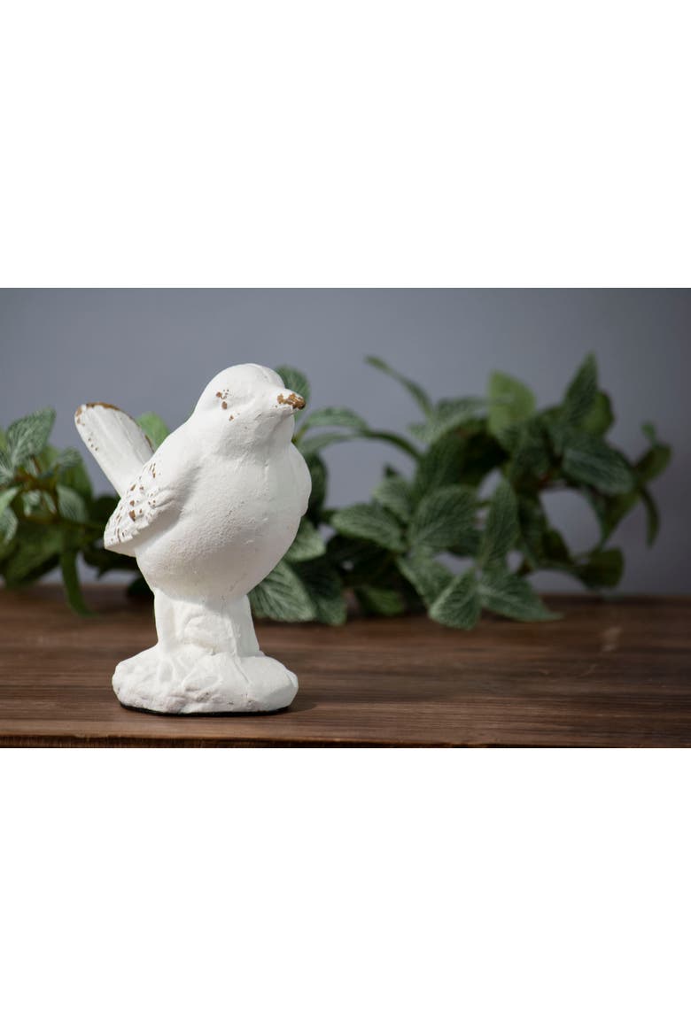 Rustic Antique White Metal Bird Figurine, Alternate, color, White