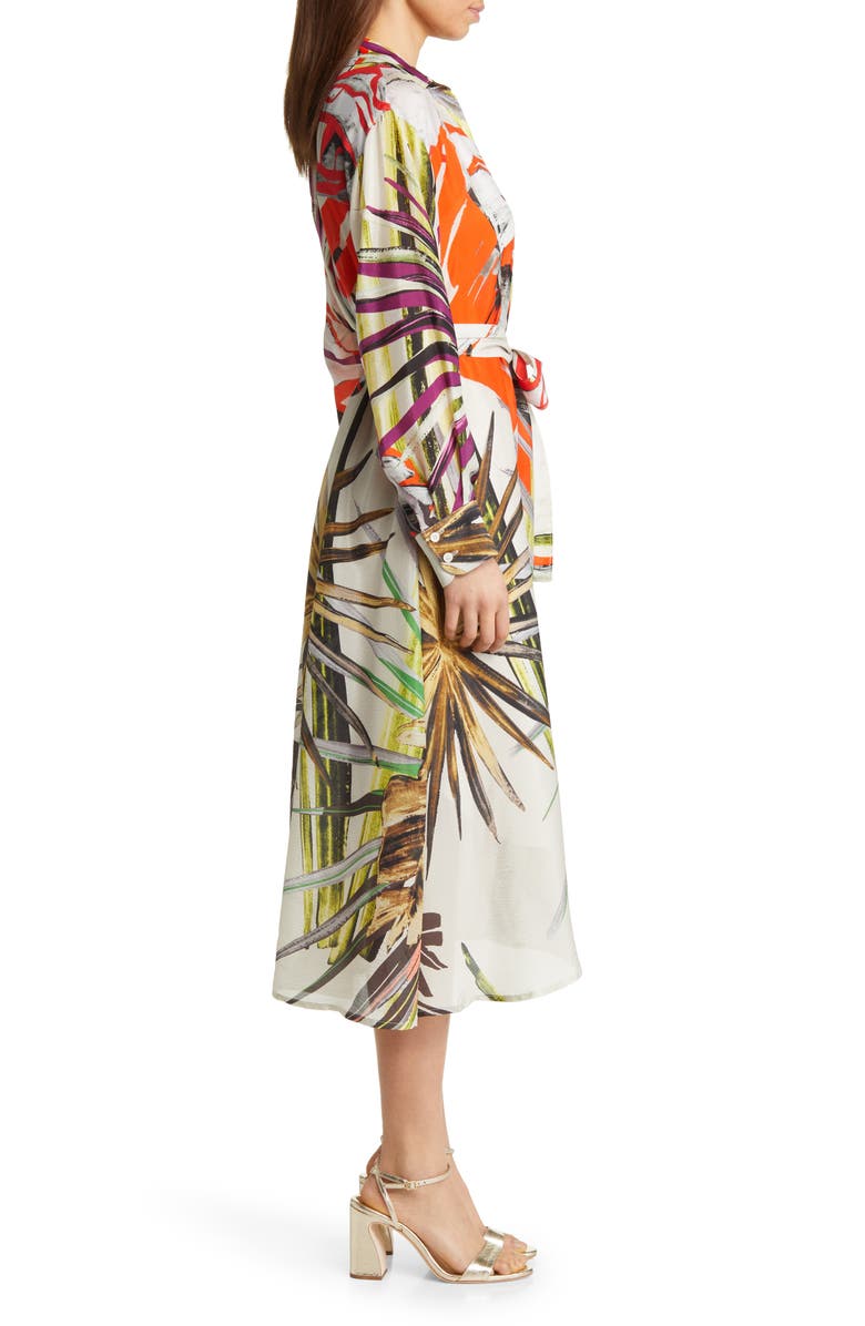Natori El Nido Print Long Sleeve Silk Shirtdress, Alternate, color,