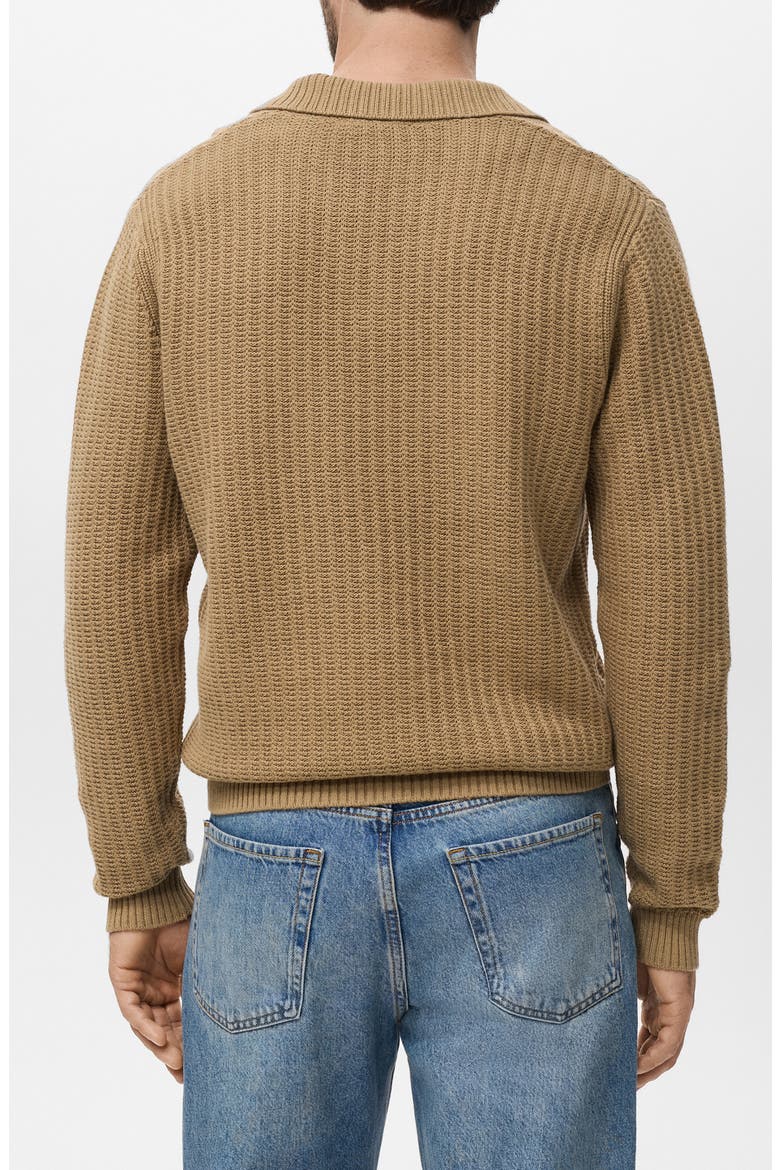 Structured Cotton Polo Sweater, Alternate, color, BEIGE