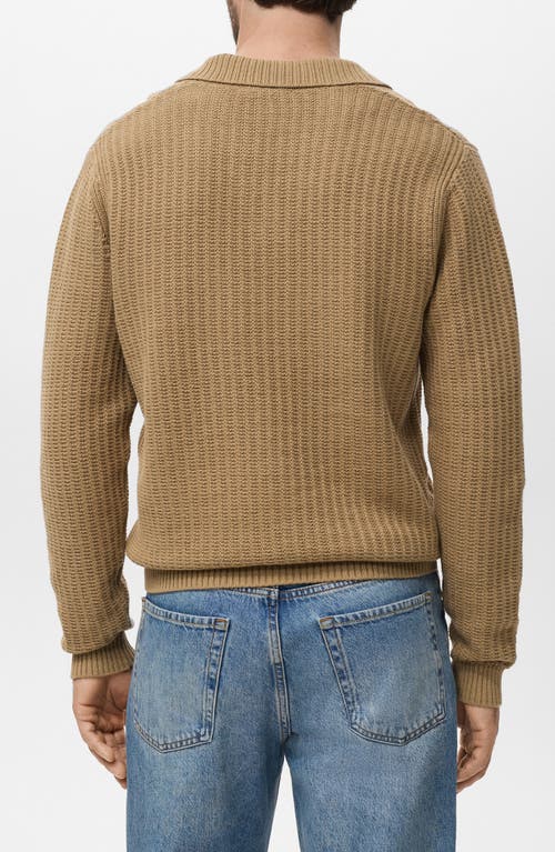 Mango Structured Cotton Polo Sweater In Neutral