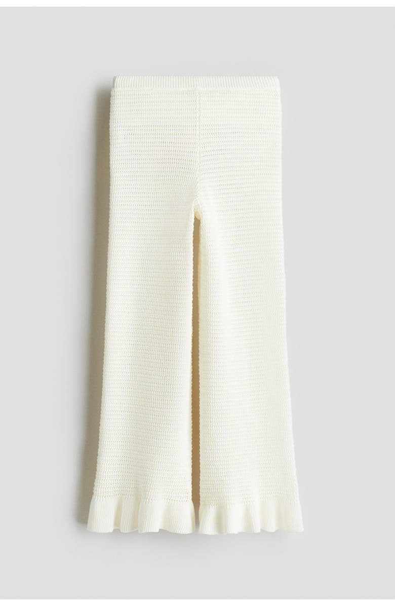 H&M Flared Cotton-knit Leggings, Alternate, color, White
