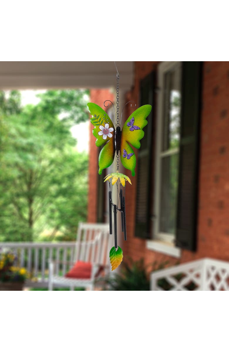 Northlight 15.75" Green Metal Butterfly Outdoor Garden Windchime, Alternate, color, Green