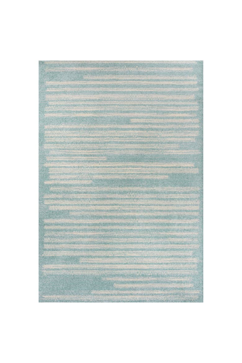 Khalil Modern Berber Stripe Area Rug, Main, color, Turquoise/Cream