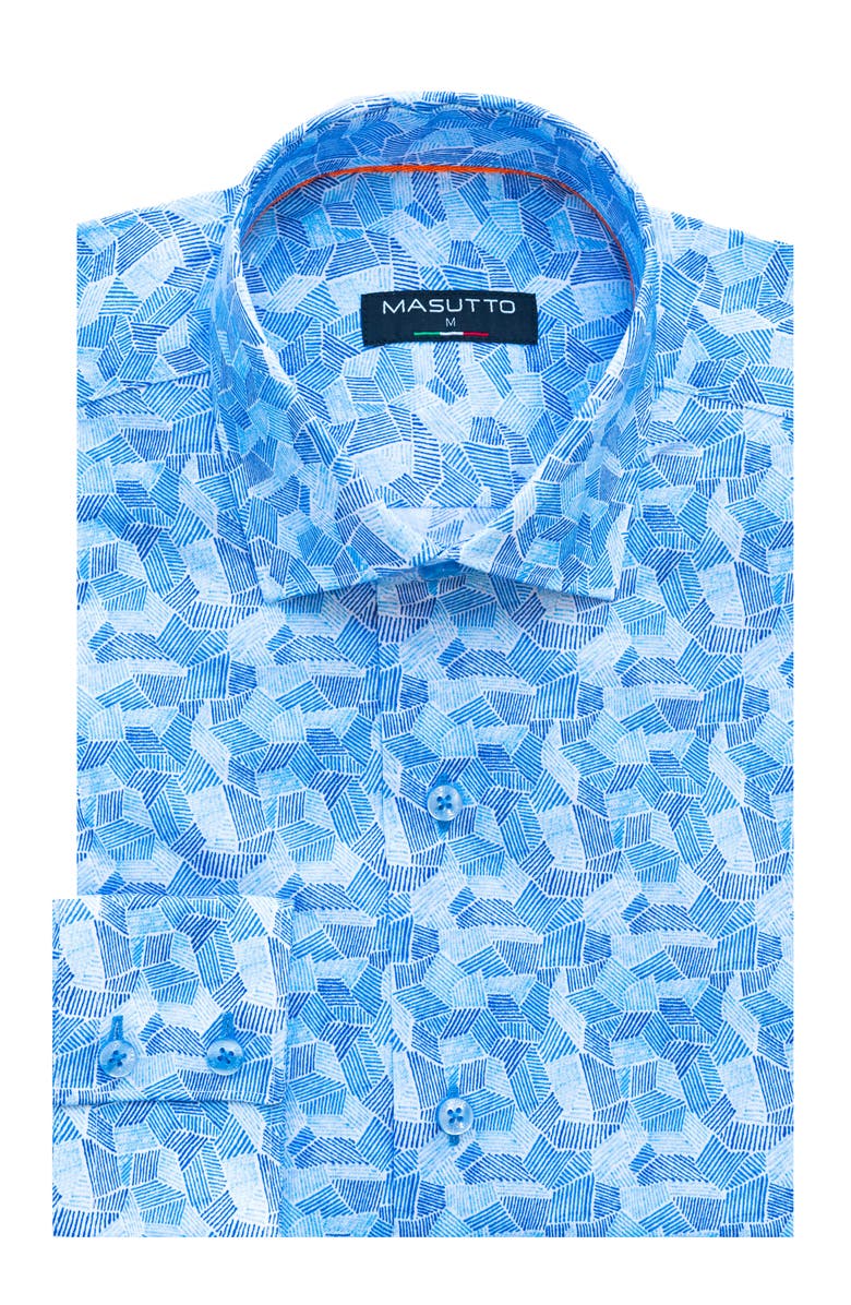 MASUTTO Phill Abstract Print Button-Up Long Sleeve Shirt, Main, color, Blue