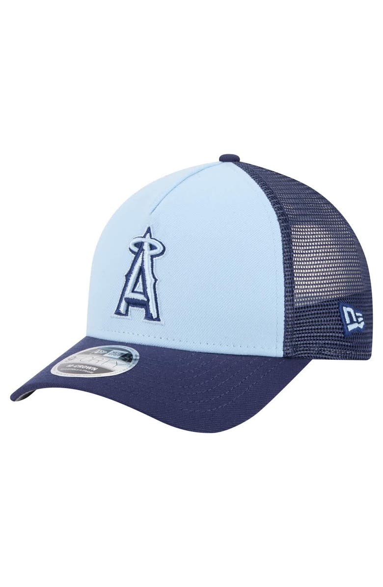 New Era Men's New Era Light Blue/Navy Los Angeles Angels 2-Tone Color Pack 9FORTY Adjustable Trucker Hat, Main, color, Light Blue