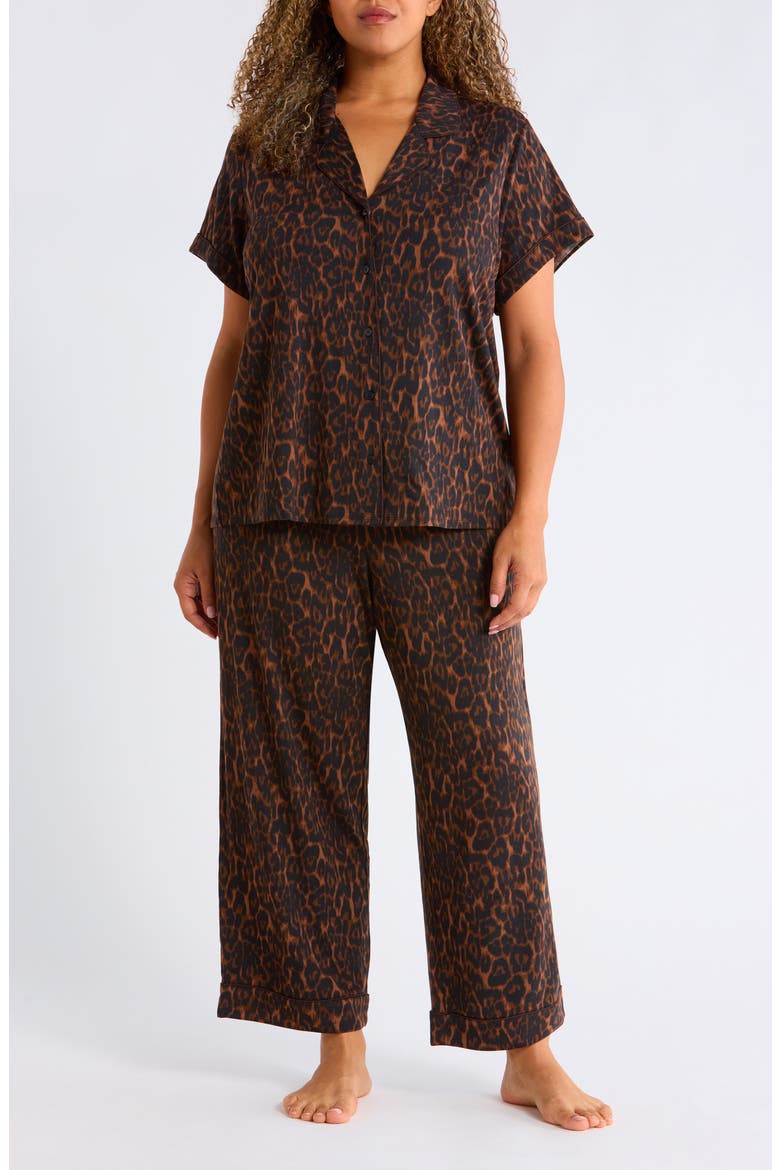 Moonlight Eco Crop Pajamas, Main, color, BROWN/ BLACK ELEGANT LEOPARD