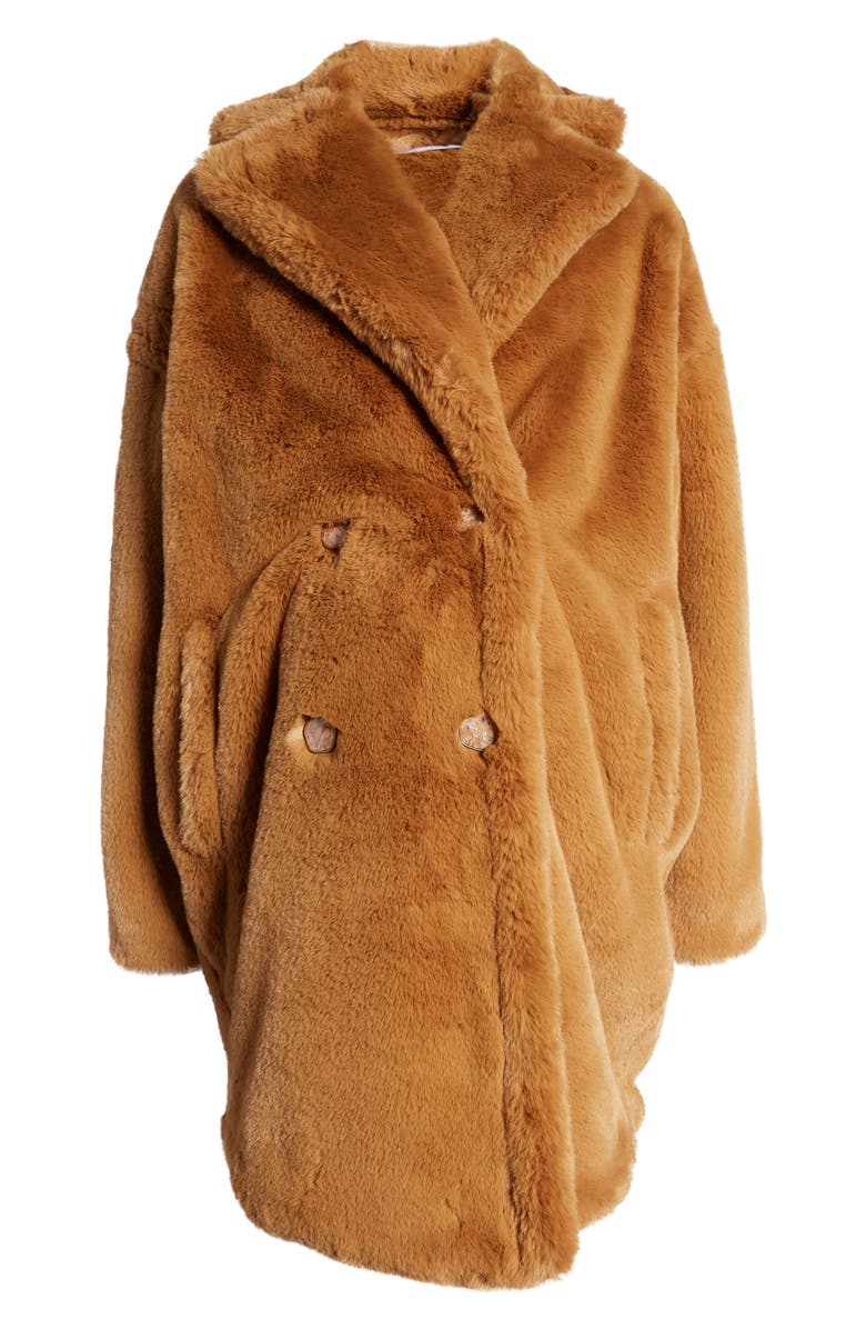 Emilia George Annabette Faux Fur Maternity Coat, Alternate, color, Tobacco