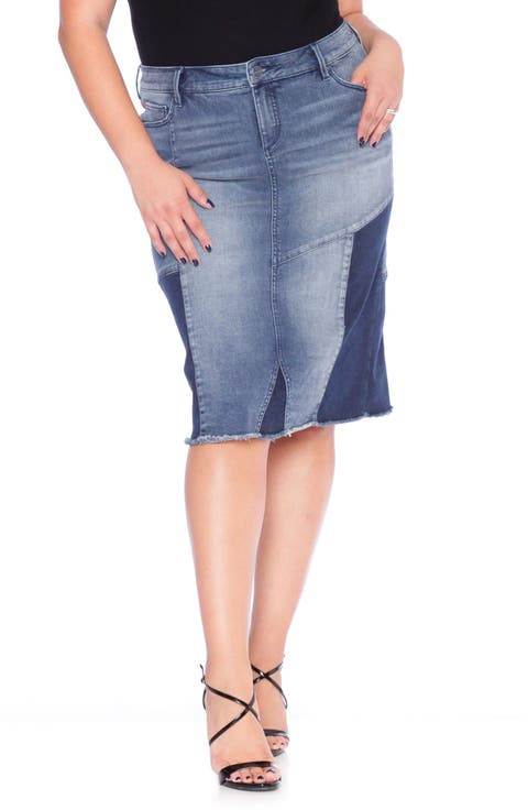 Patchwork Denim Skirt