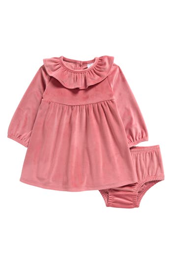 Nordstrom Velour Dress & Bloomers Set In Pink Mauve