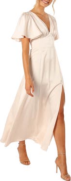 Petal & Pup Casper Flutter Sleeve Satin Dress
