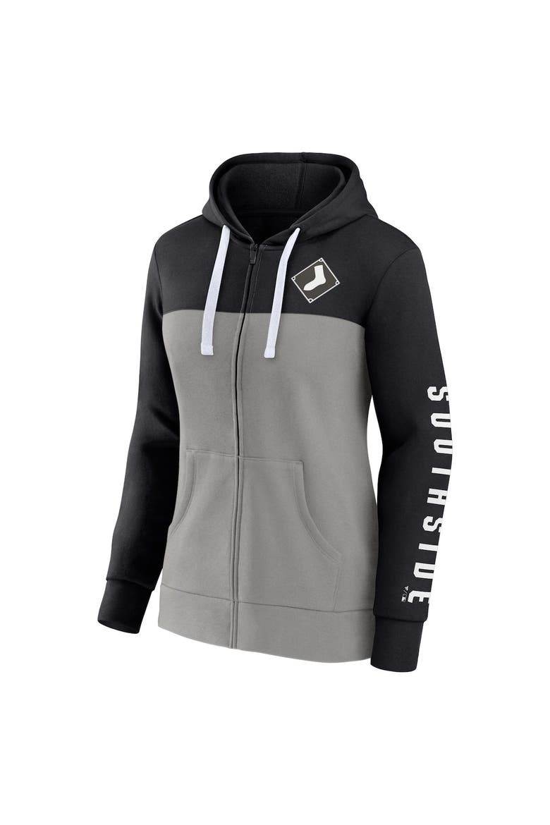 Women's Fanatics Branded Black/Gray Chicago White Sox Take The Field Colorblocked Hoodie Full-Zip Jacket, Alternate, color, Black
