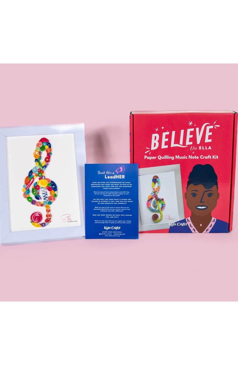 Kids Crafts Believe Like Ella Paper Quilling Music Note DIY Craft Kit w/ 6x8" Frame, Alternate, color, Multicolored