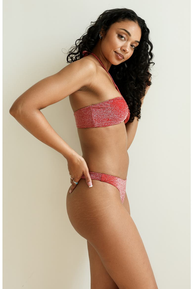 Amalfi String Tie Bandeau Bikini Top, Alternate, color, Flame