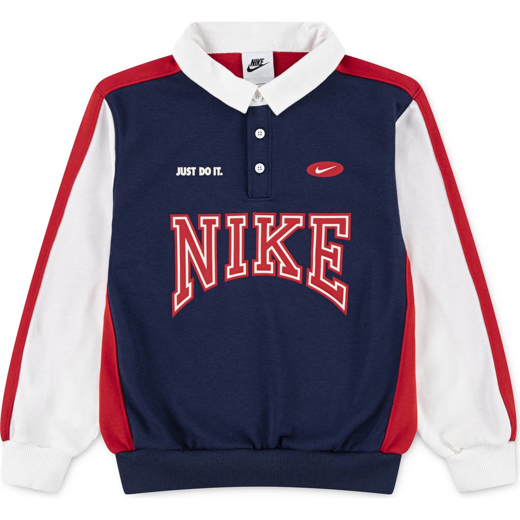 Nike Kids' Logo-jacquard Tape Cotton Blend Hoodie & Sweatpants Set In Blue