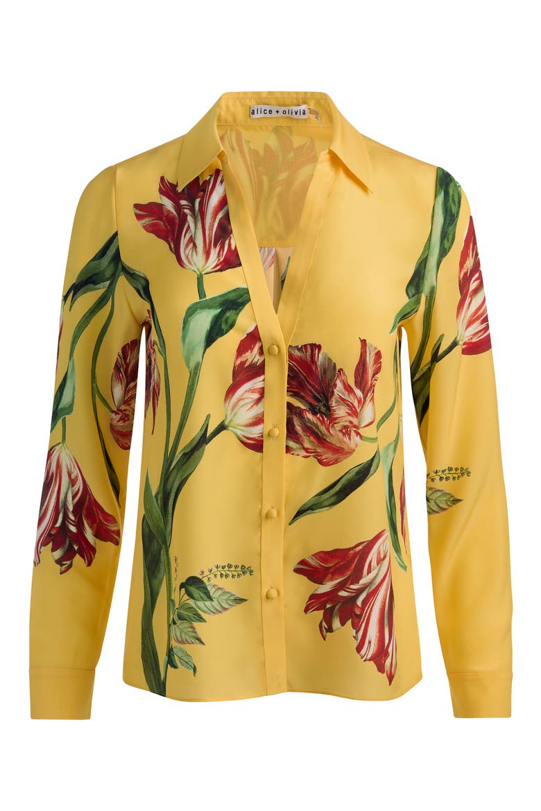 Eloise Tulip Print Silk Shirt, Alternate, color, SOFT TULIP TUSCANY