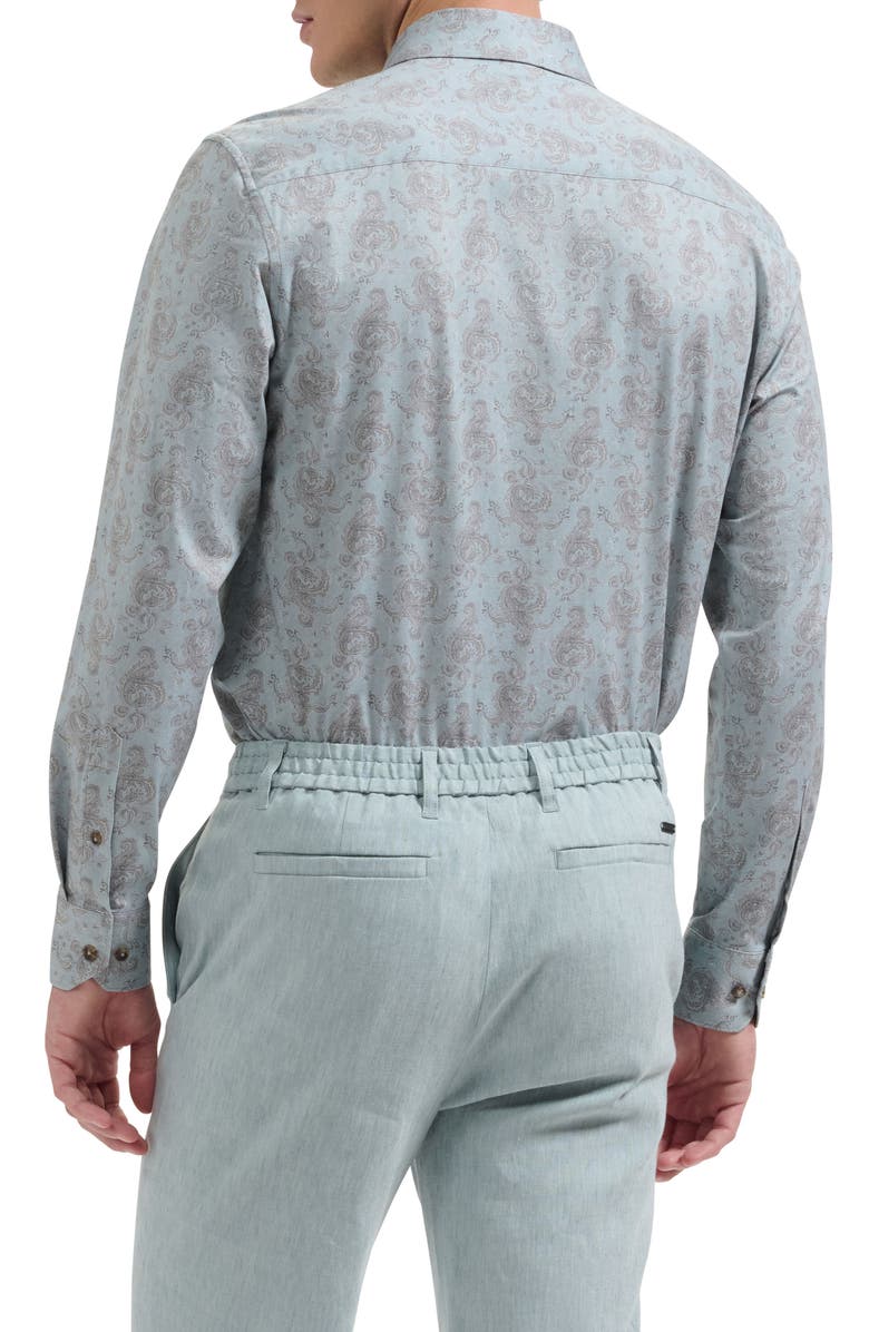 Bugatchi Jimmy OoohCotton<sup>®</sup> Paisley Button-Up Shirt, Alternate, color, Seafoam