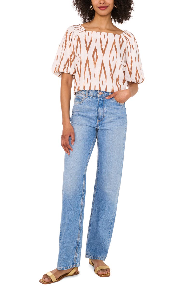 Vince Camuto Ikat Print Square Neck Top, Alternate, color, 