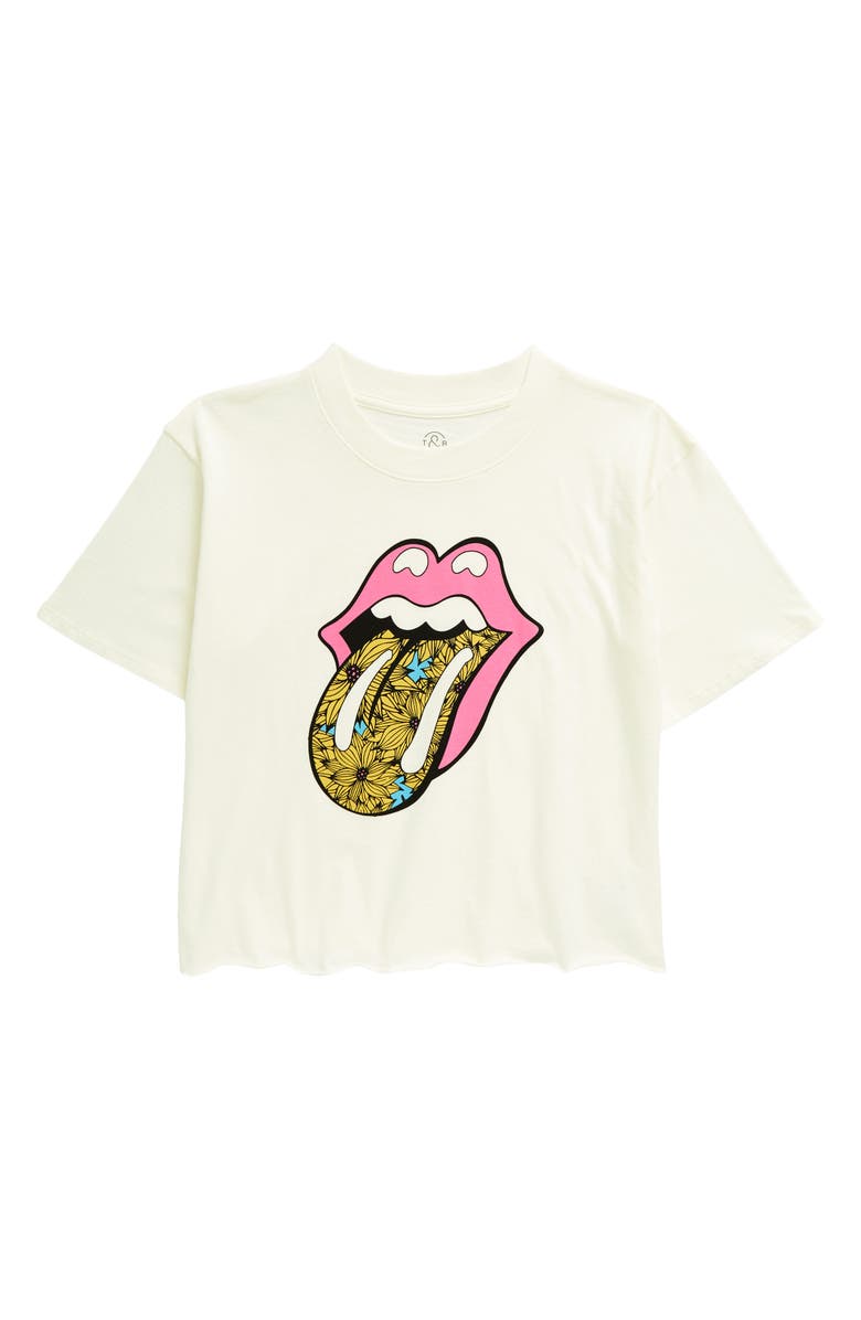 Treasure & Bond Kids' Band Graphic Cotton T-Shirt, Main, color, Ivory Floral Tongue Stones