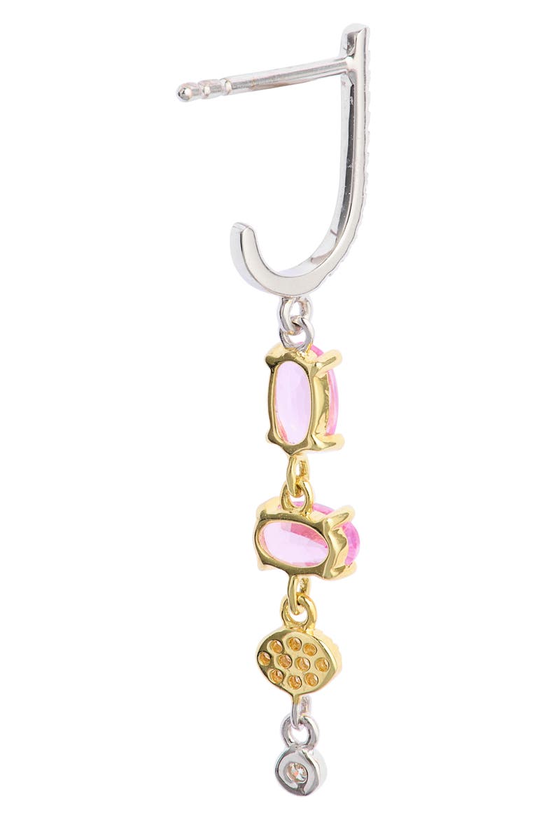 14k Gold Pink Sapphire & Diamond Drop Earrings, Alternate, color, YELLOW GOLD