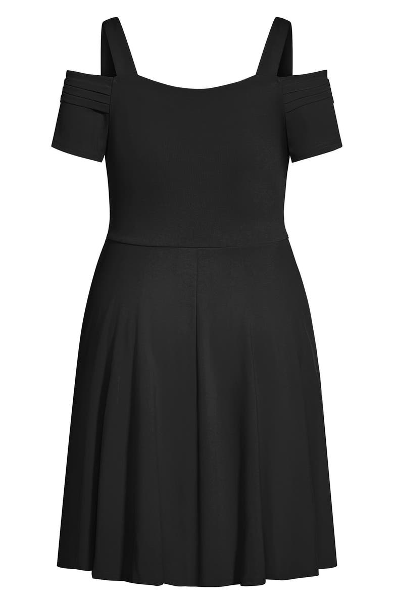 City Chic Retro Vibe Cold Shoulder Fit & Flare Dress, Alternate, color,