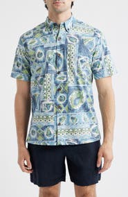 Kahala King's Shells Short Sleeve Cotton Button-Down Shirt