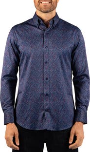 TailorByrd Dot Print Long Sleeve Performance Shirt