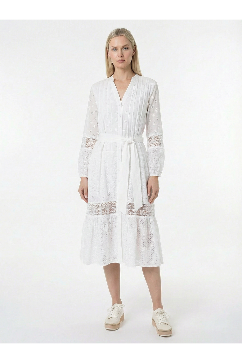Eyelet Border Dress, Main, color, White