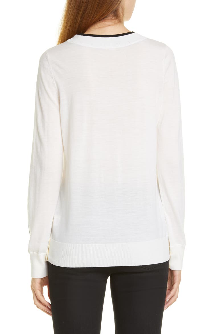 Intarsia Merino Wool Sweater, Alternate, color, IVORY/ BLACK