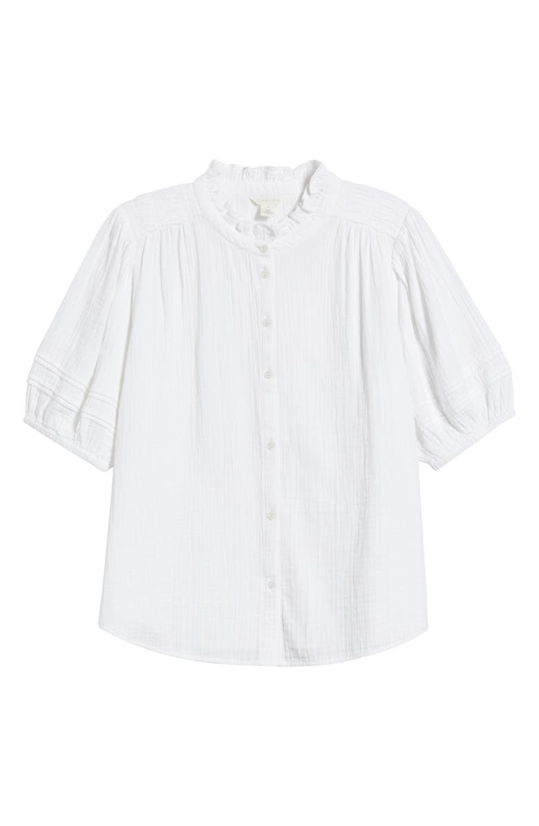 Caslon<sup>®</sup> Ruffle Band Collar Cotton Gauze Button-Up Top, Alternate, color,