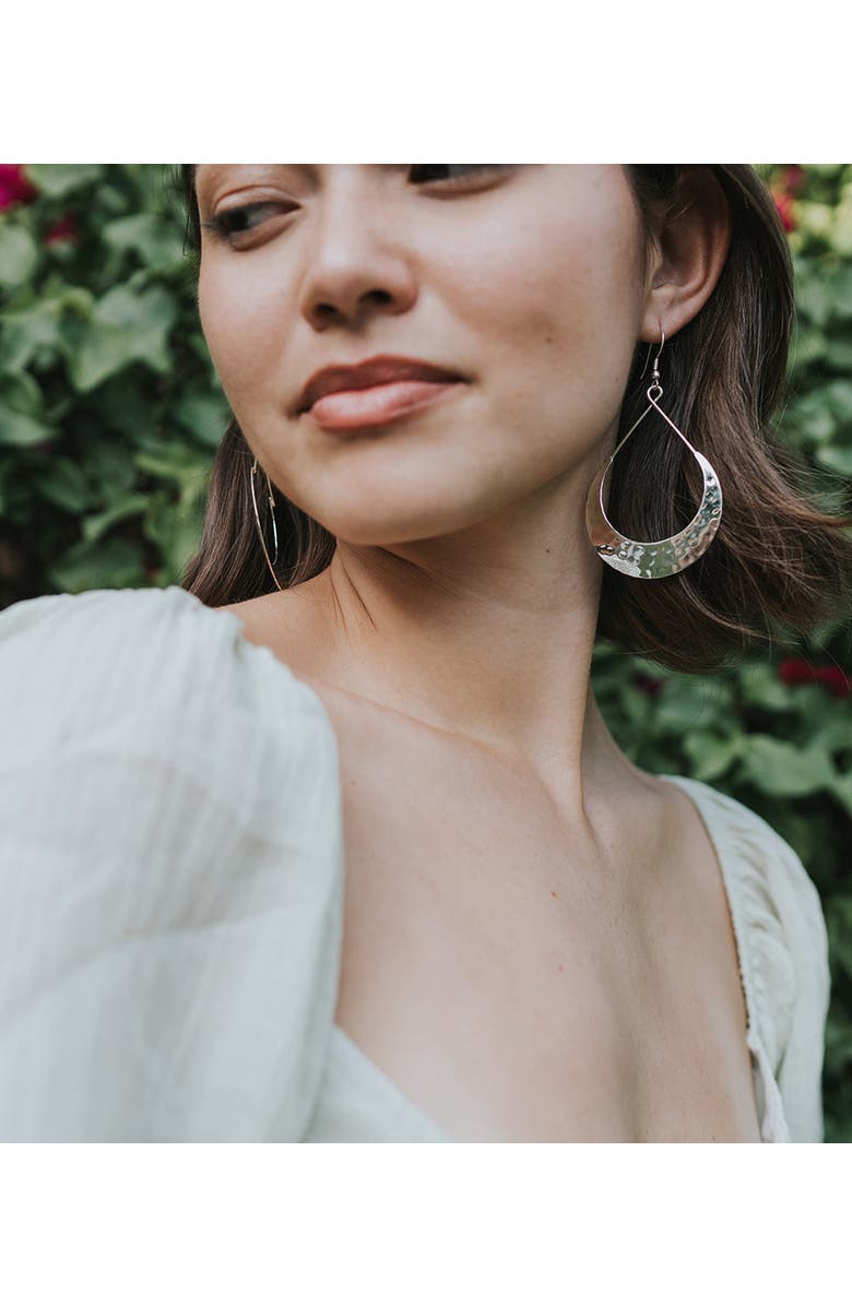 Matr Boomie Lunar Crescent Hammered Hoop Earrings, Alternate, color, Silver