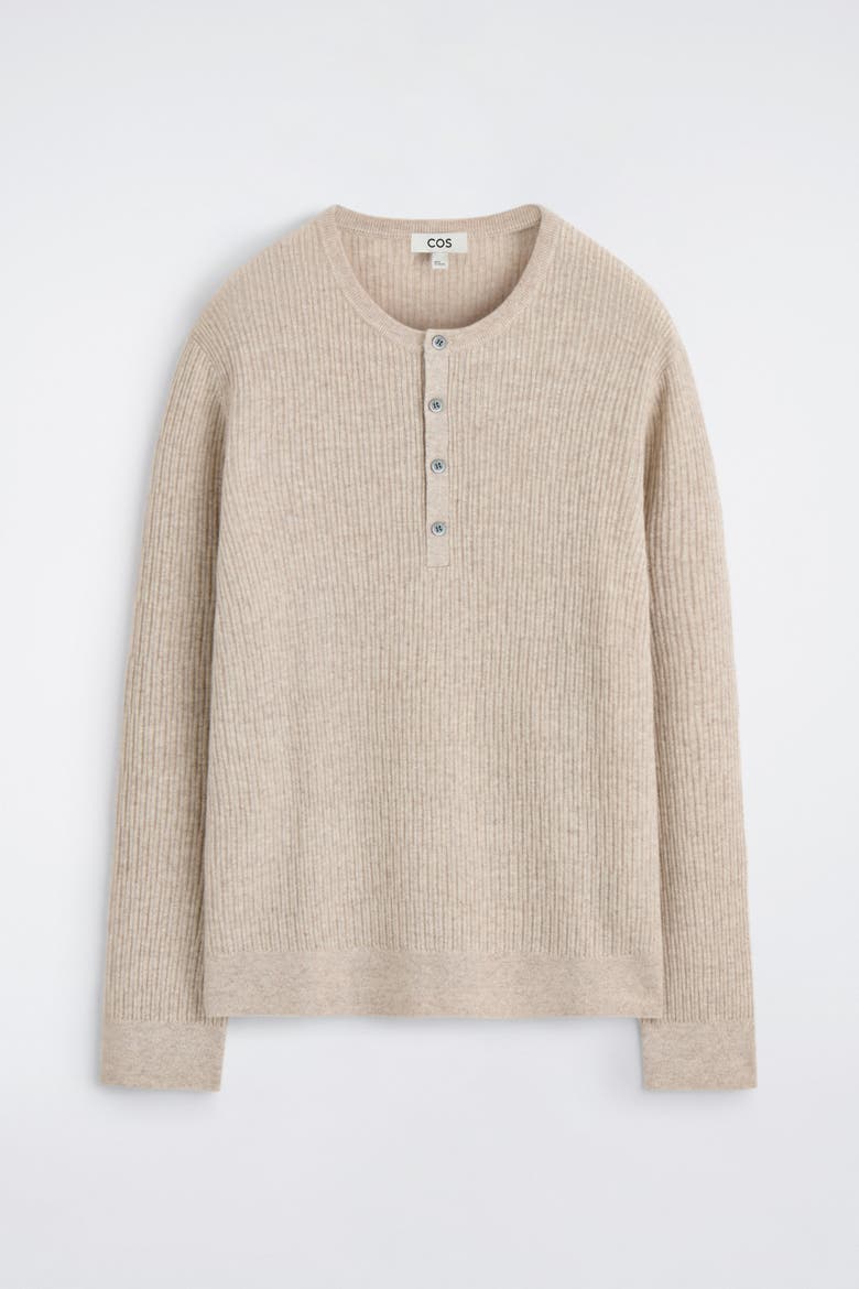 Cashmere-linen Henley T-shirt, Alternate, color, BEIGE MÉLANGE