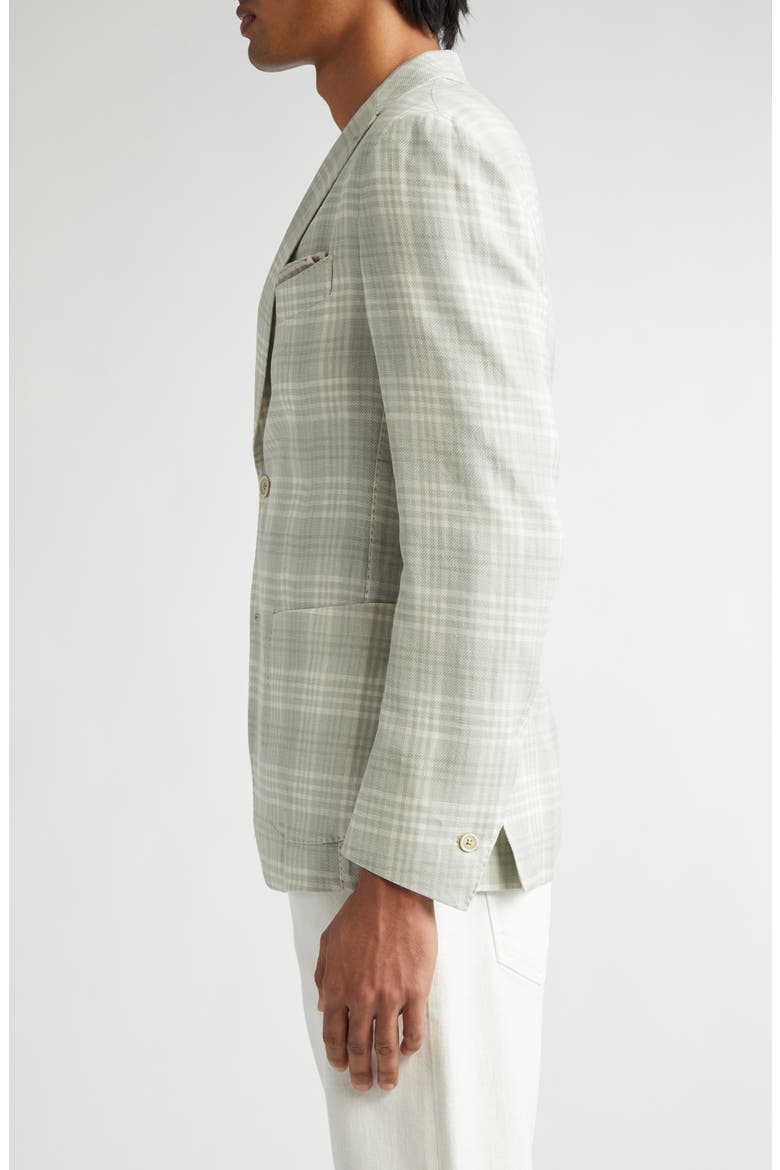 Unstructured Plaid Linen & Wool Blend Sport Coat, Alternate, color, MILITARY GREEN