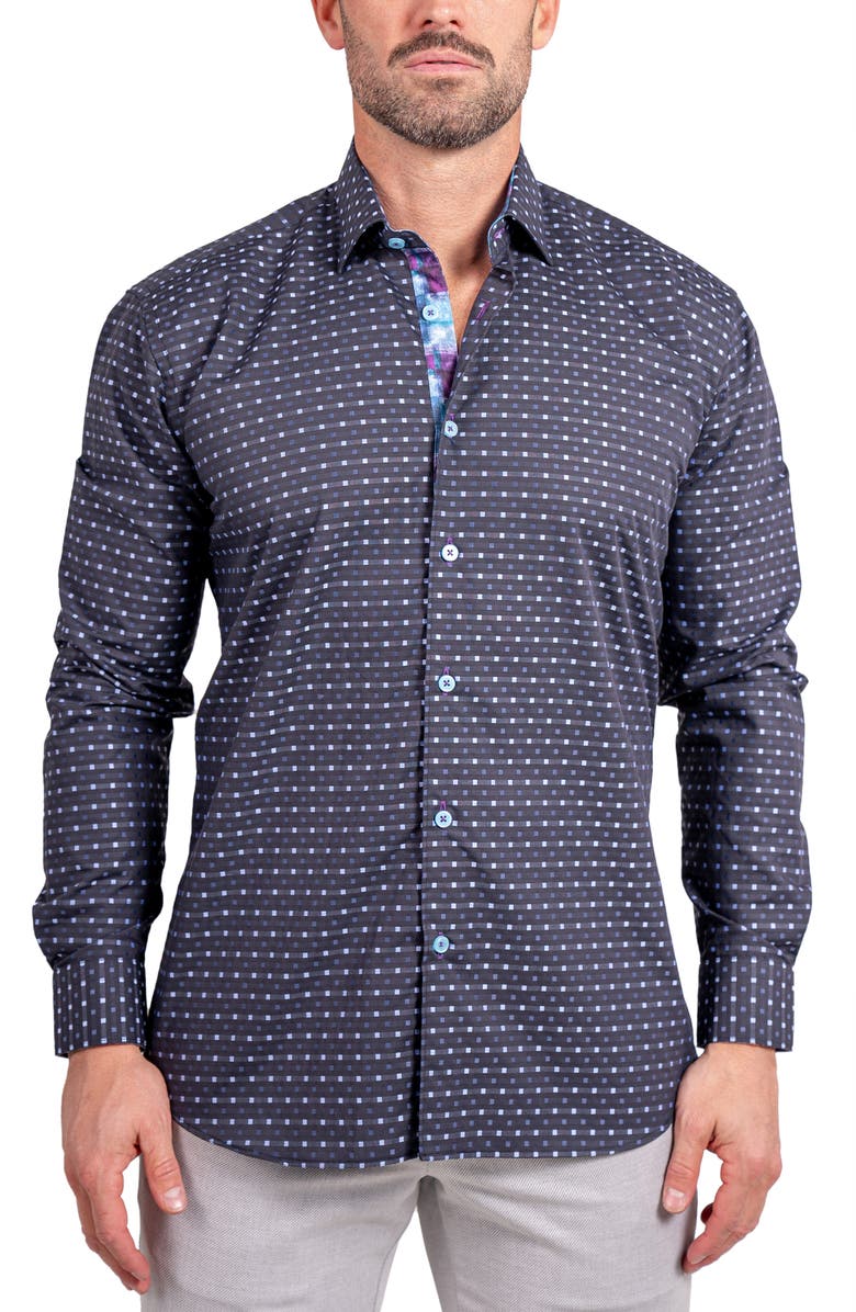 Maceoo Fibonacci Ascension Contemporary Fit Button-Up Shirt, Main, color, Black