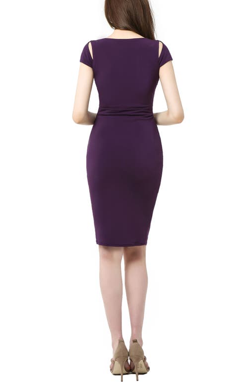 Kimi & Kai Julie Cold Shoulder Maternity Sheath Dress In Eggplant