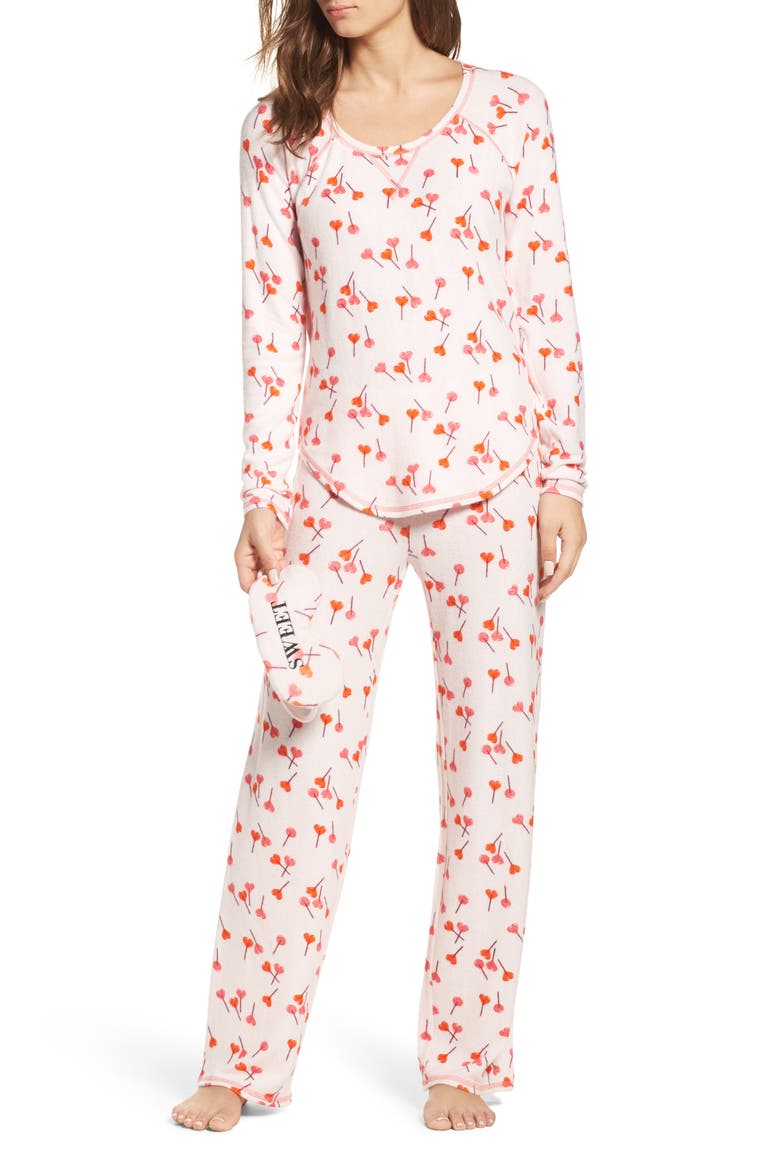 Knit Girlfriend Pajamas, Main, color, PINK BREATH BE MINE