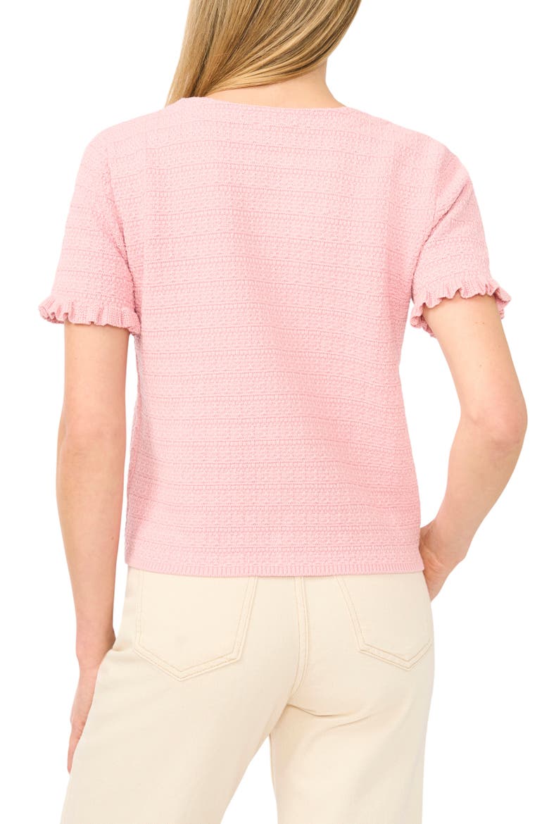 Short Sleeve Cotton Blend Cardigan, Alternate, color, ALMOND BLOSSOM