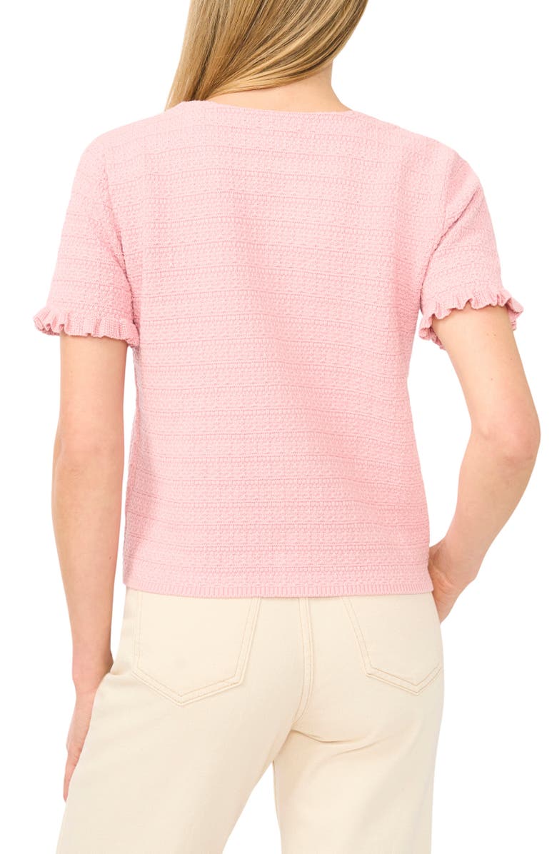 CeCe Short Sleeve Cotton Blend Cardigan, Alternate, color, Almond Blossom